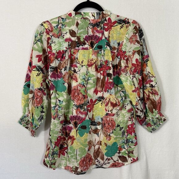 Alice + Olivia Silk Colorful Floral Button Up Career Office Blouse Top Size XS - Picture 2 of 9